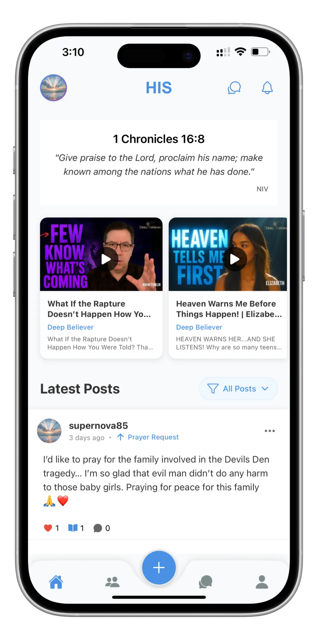 His Prayer Mobile App Interface