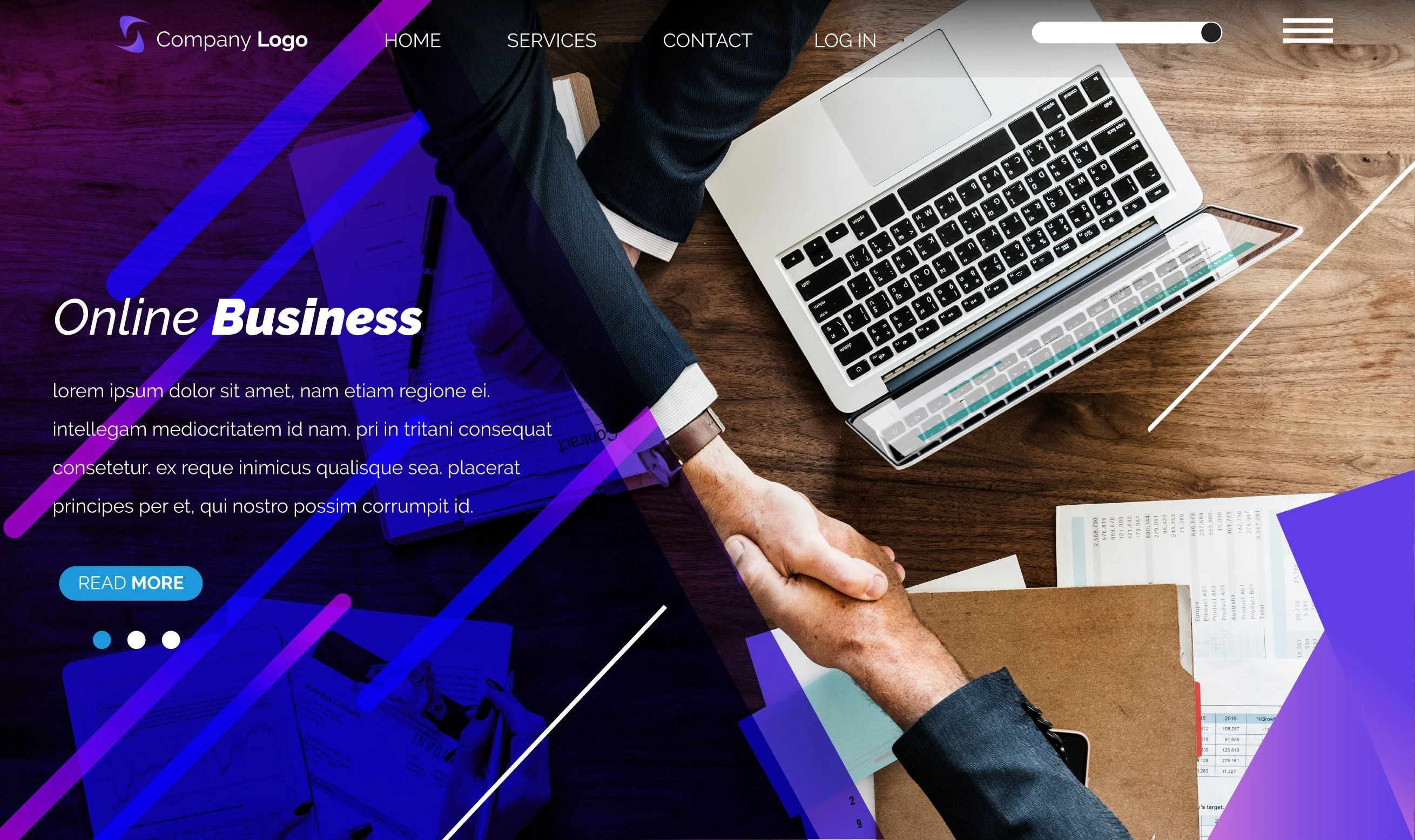 Modern business website on laptop and mobile devices